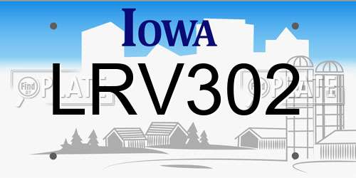 LRV302 Iowa License Plate