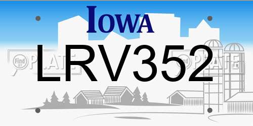 LRV352 Iowa License Plate
