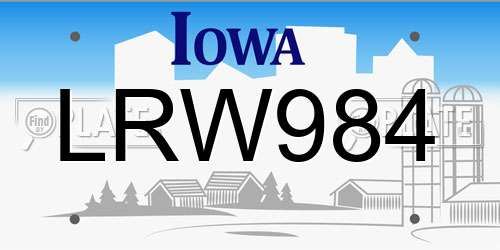 LRW984 Iowa License Plate