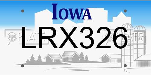 LRX326 Iowa License Plate
