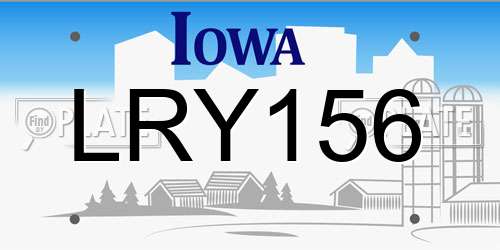 LRY156 Iowa License Plate
