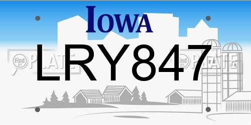 LRY847 Iowa License Plate