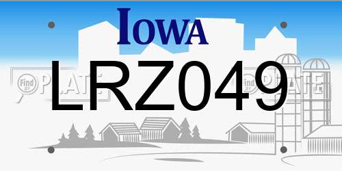 LRZ049 Iowa License Plate