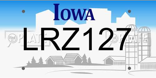 LRZ127 Iowa License Plate