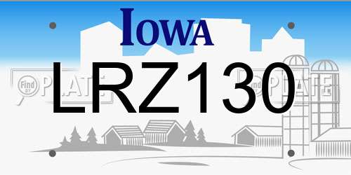LRZ130 Iowa License Plate