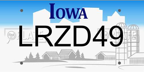LRZD49 Iowa License Plate
