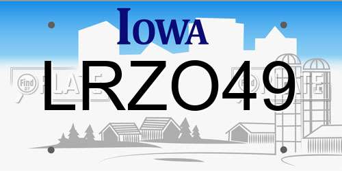 LRZO49 Iowa License Plate