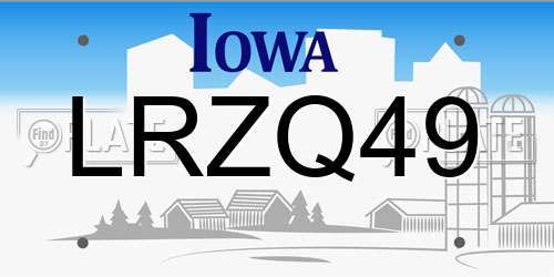 LRZQ49 Iowa License Plate