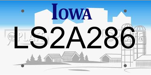 LS2A286 Iowa License Plate