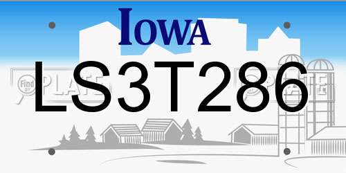 LS3T286 Iowa License Plate