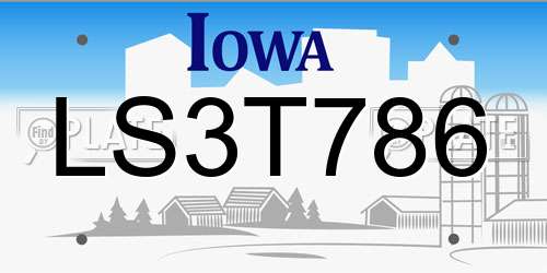 LS3T786 Iowa License Plate