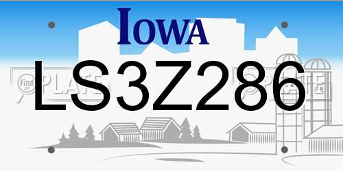 LS3Z286 Iowa License Plate