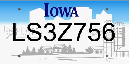 LS3Z756 Iowa License Plate