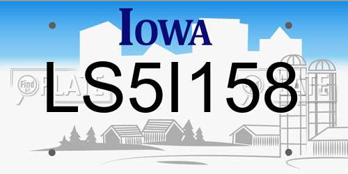 LS5I158 Iowa License Plate