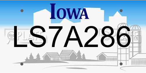 LS7A286 Iowa License Plate