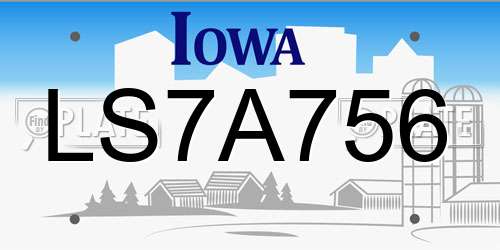 LS7A756 Iowa License Plate