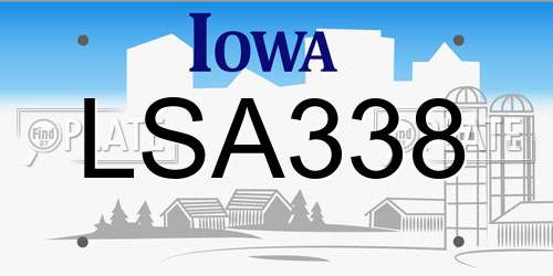 LSA338 Iowa License Plate