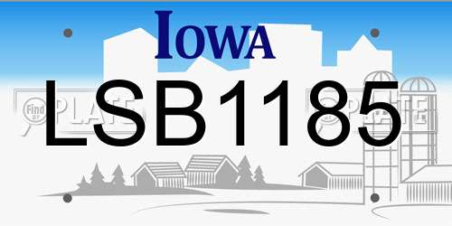 LSB1185 Iowa License Plate