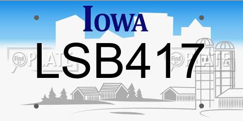 LSB417 Iowa License Plate