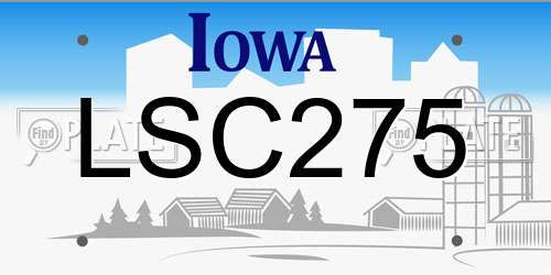 LSC275 Iowa License Plate