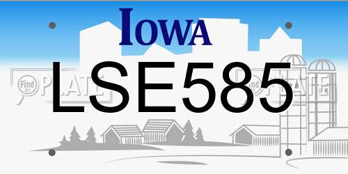 LSE585 Iowa License Plate
