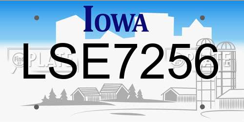 LSE7256 Iowa License Plate