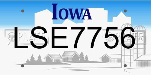 LSE7756 Iowa License Plate
