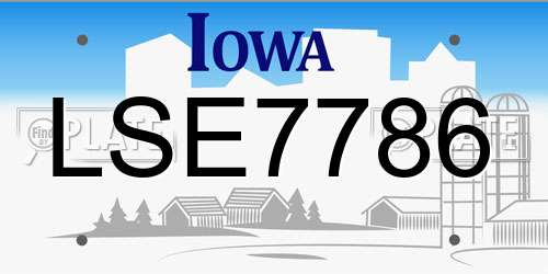 LSE7786 Iowa License Plate
