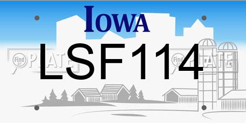 LSF114 Iowa License Plate