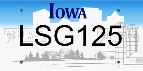 LSG125 Iowa License Plate