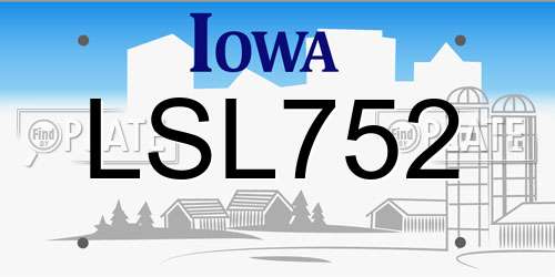 LSL752 Iowa License Plate