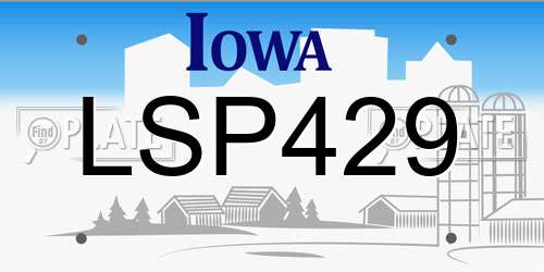LSP429 Iowa License Plate