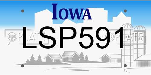 LSP591 Iowa License Plate