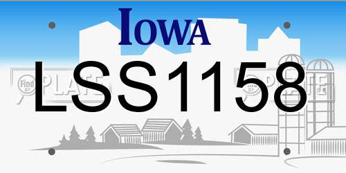 LSS1158 Iowa License Plate