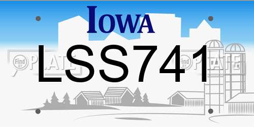 LSS741 Iowa License Plate