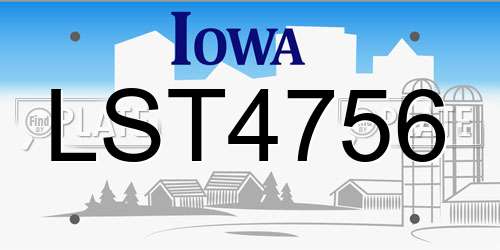 LST4756 Iowa License Plate