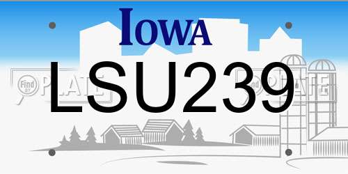LSU239 Iowa License Plate