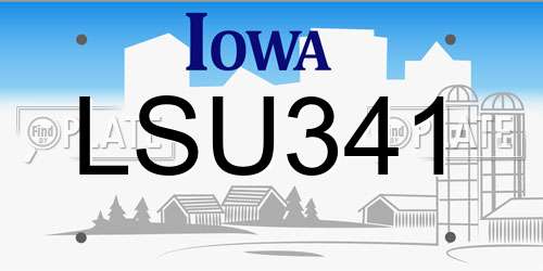 LSU341 Iowa License Plate
