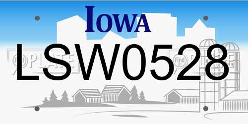 LSW0528 Iowa License Plate