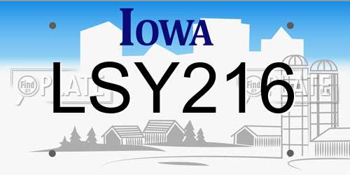 LSY216 Iowa License Plate