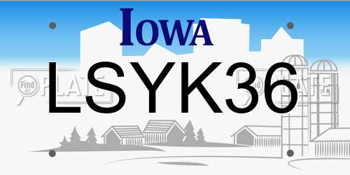 LSYK36 Iowa License Plate