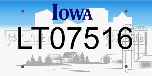 LT07516 Iowa License Plate