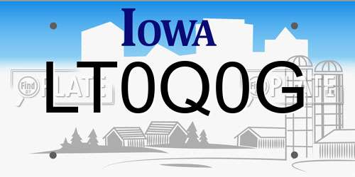LT0Q0G Iowa License Plate