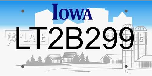 LT2B299 Iowa License Plate