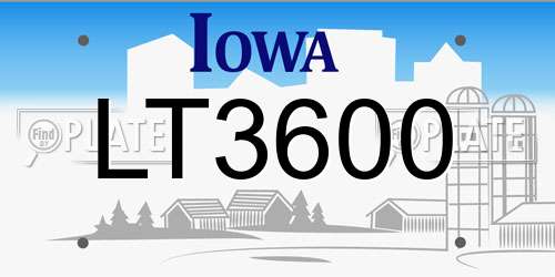 LT3600 Iowa License Plate
