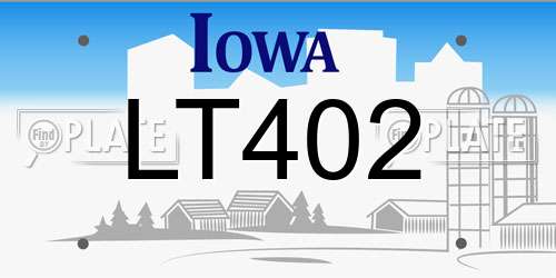 LT402 Iowa License Plate