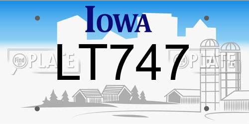 LT747 Iowa License Plate