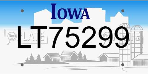 LT75299 Iowa License Plate