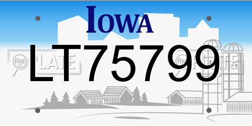 LT75799 Iowa License Plate