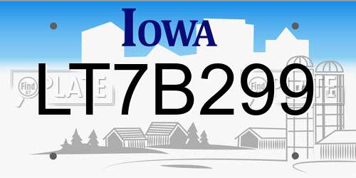 LT7B299 Iowa License Plate